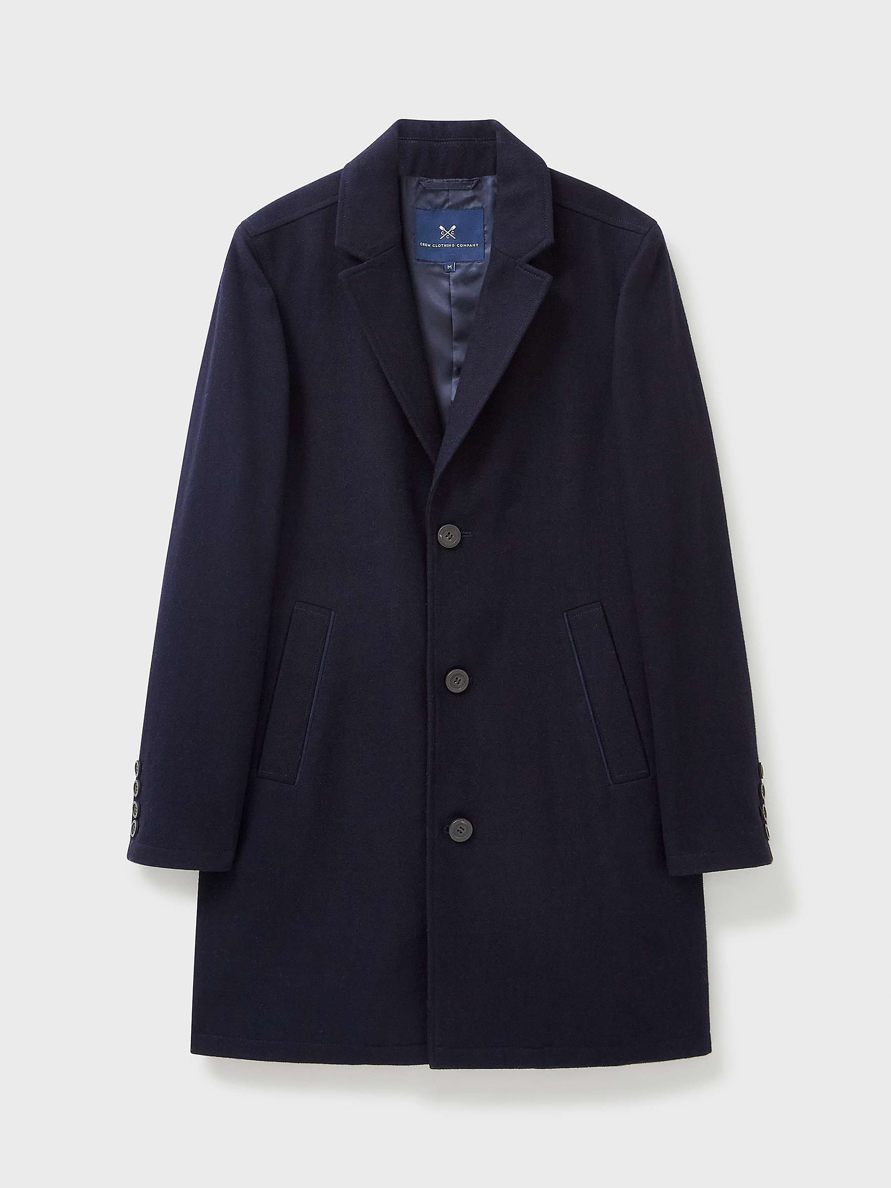 Buy Crew Clothing Wool Blend Petersfield Coat, Navy Blue Online at johnlewis.com