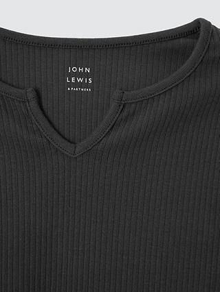 John Lewis Kids' Rib Knit Long Sleeve Top, Charcoal
