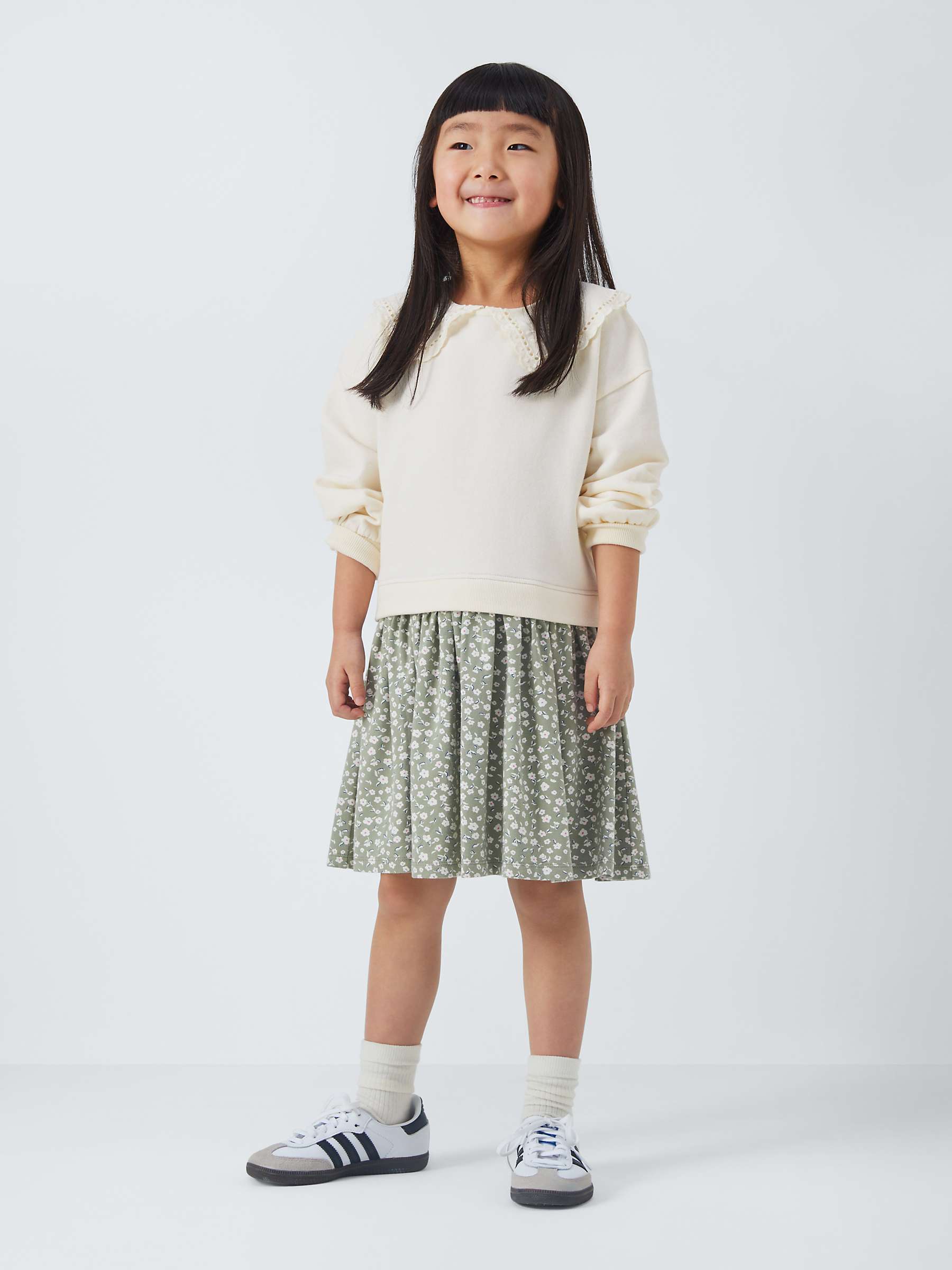 Buy John Lewis Kids' Jumper & Floral Skirt Dress, Green/Neturals Online at johnlewis.com