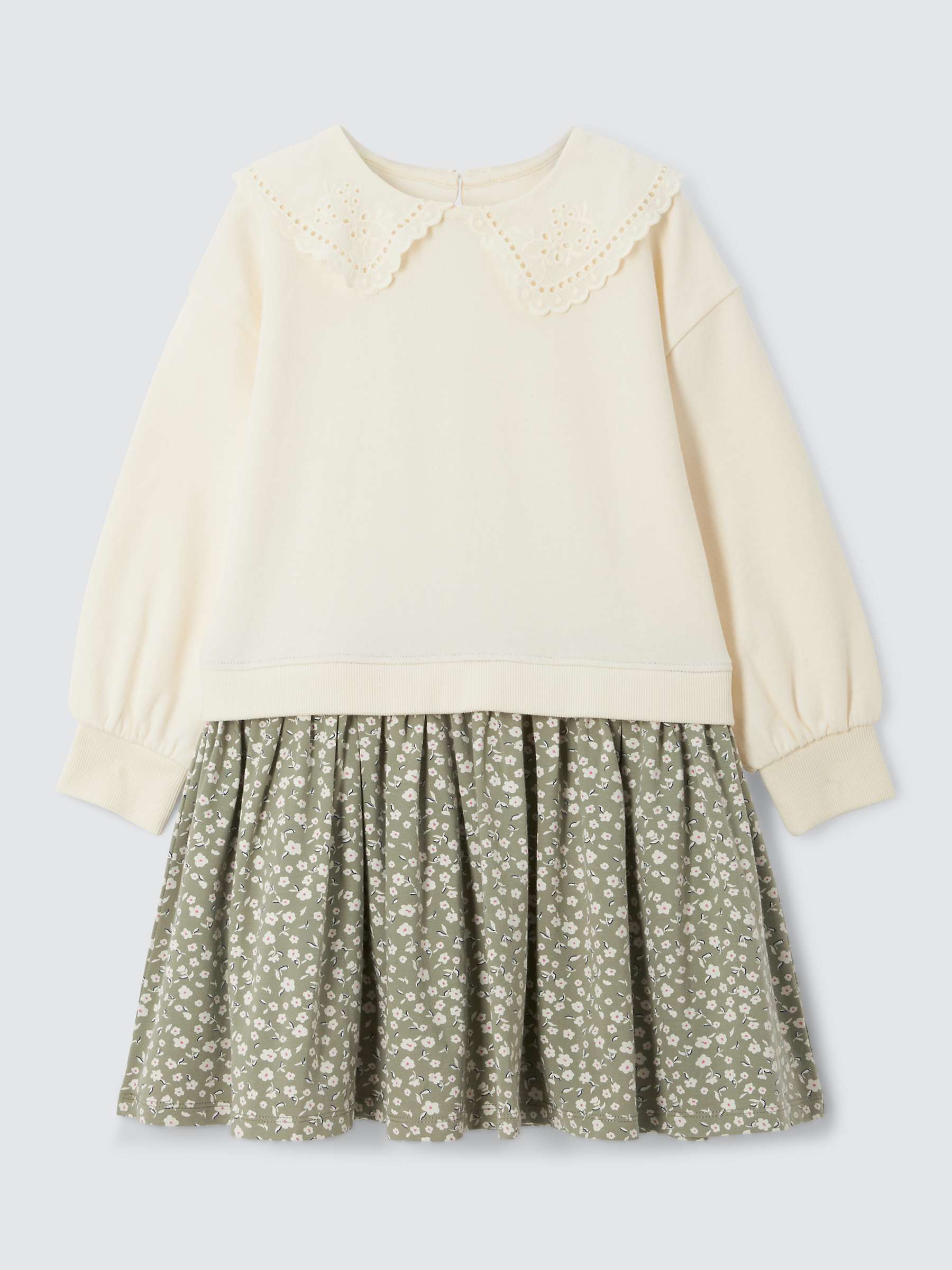 Buy John Lewis Kids' Jumper & Floral Skirt Dress, Green/Neturals Online at johnlewis.com