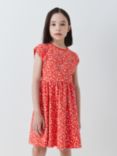 John Lewis Kids' Floral Smock Dress, Mid Red
