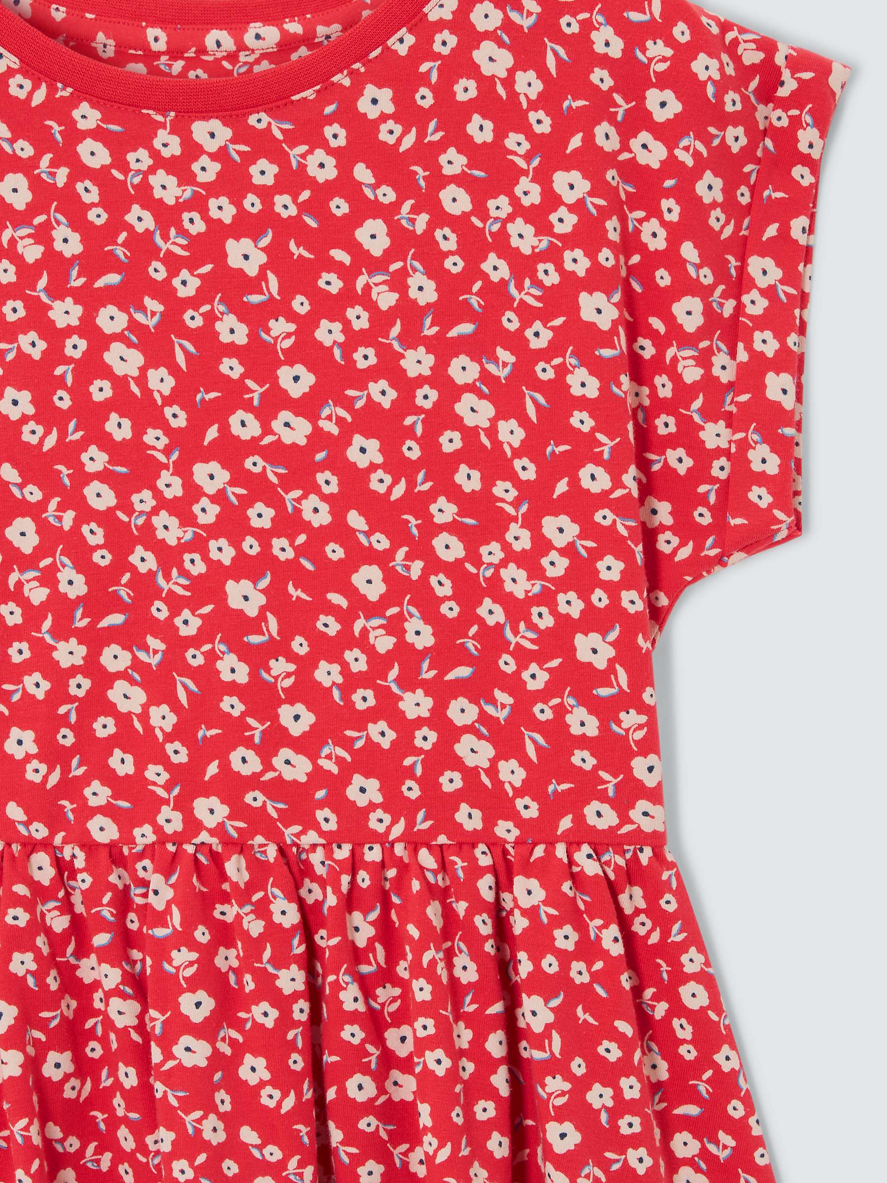 Buy John Lewis Kids' Floral Smock Dress, Mid Red Online at johnlewis.com