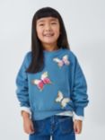 John Lewis Kids' Sequin Butterflies Jumper, Captains Blue