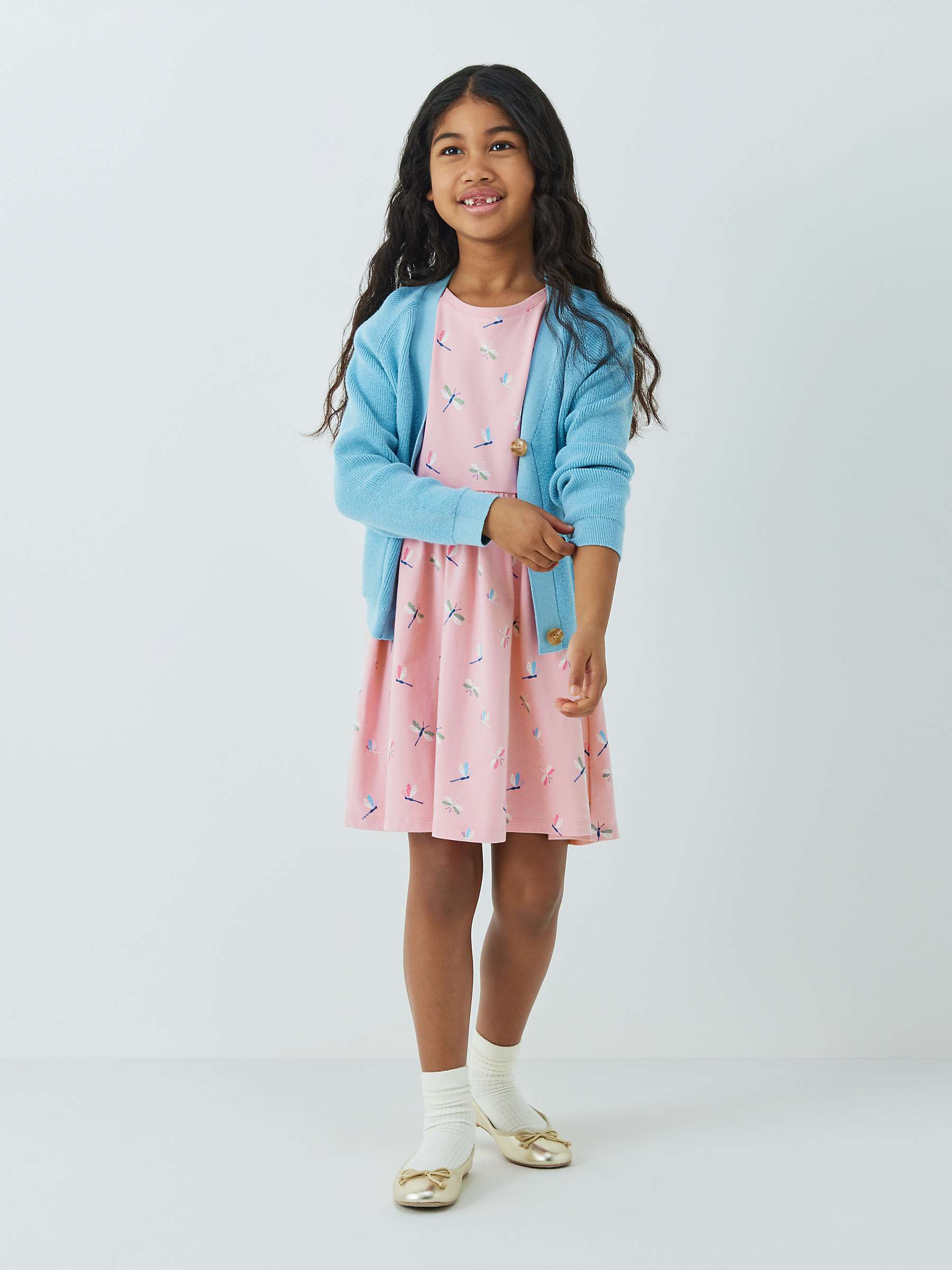 Buy John Lewis Kids' Dragonfly Print Pleated Dress, Pink Online at johnlewis.com