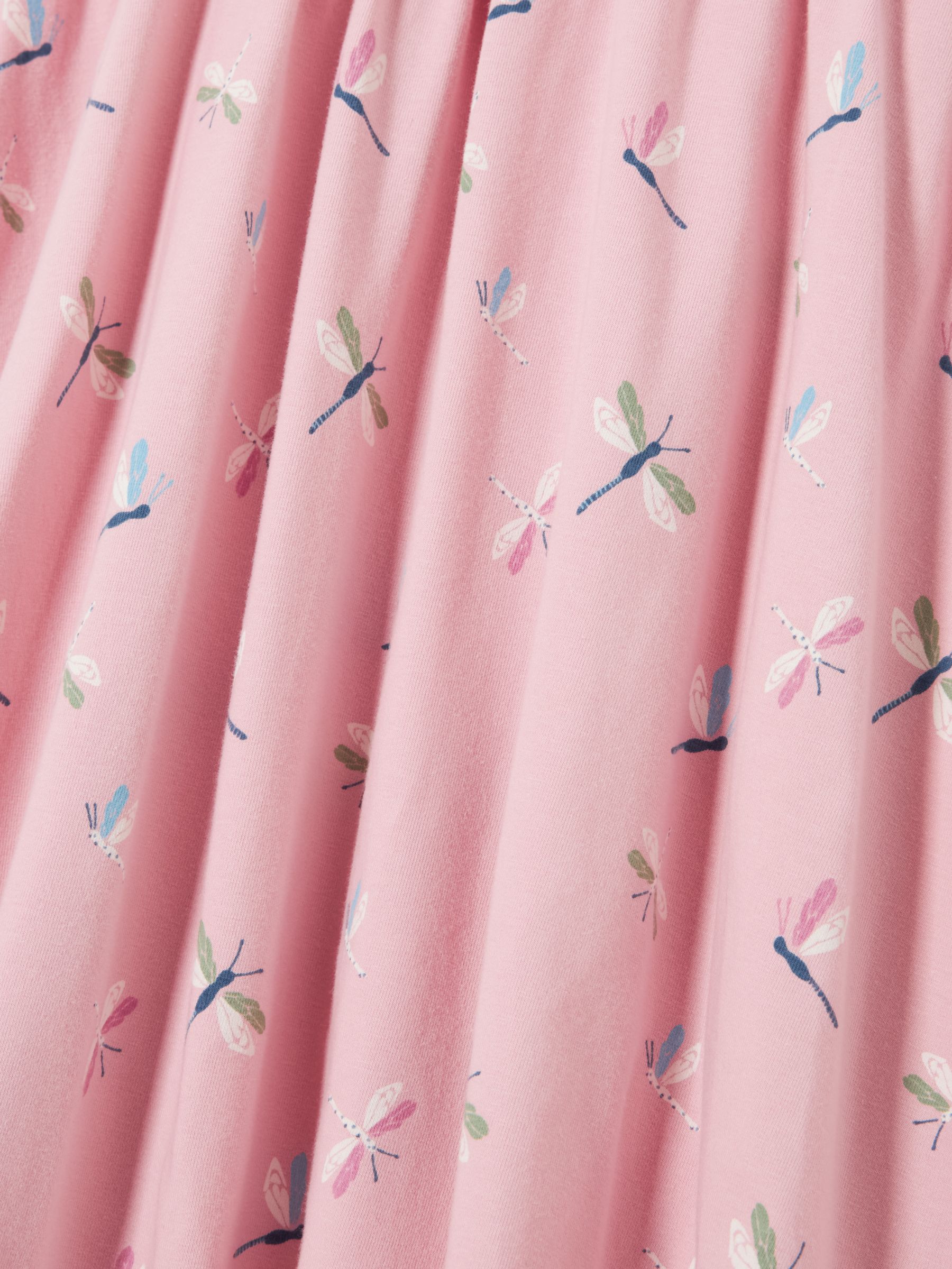 John Lewis Kids' Dragonfly Print Pleated Dress, Pink, 9 years