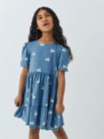 John Lewis Kids' Swan Print Smock Dress, Blue
