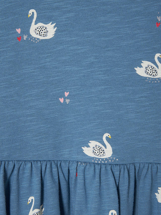John Lewis Kids' Swan Print Smock Dress, Blue