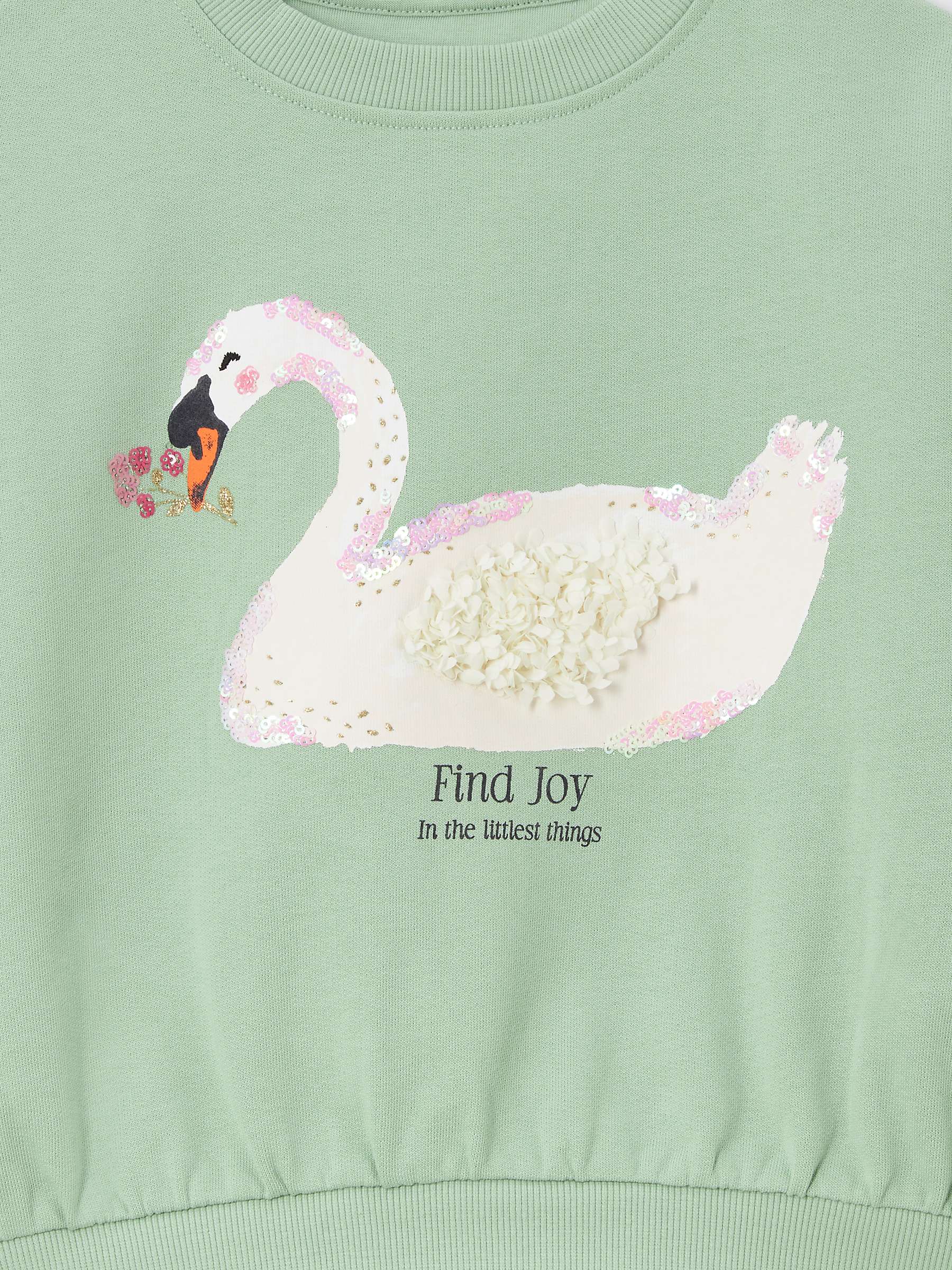 Buy John Lewis Find Joy Sequin Swan Sweatshirt, Mint Online at johnlewis.com