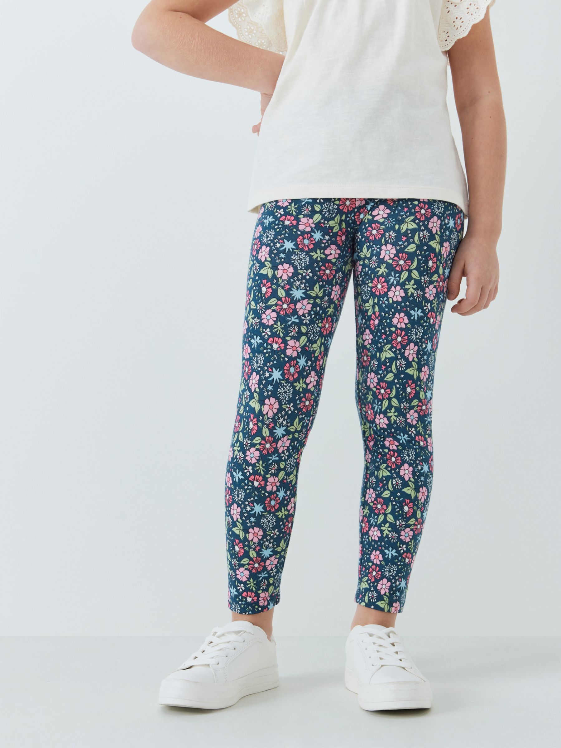 Buy Floral Print & Plain Leggings 3 Pack 1-1.5 years, Trousers