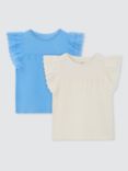 John Lewis Kids' Broderie Anglaise Sleeve Tops, Pack of 2