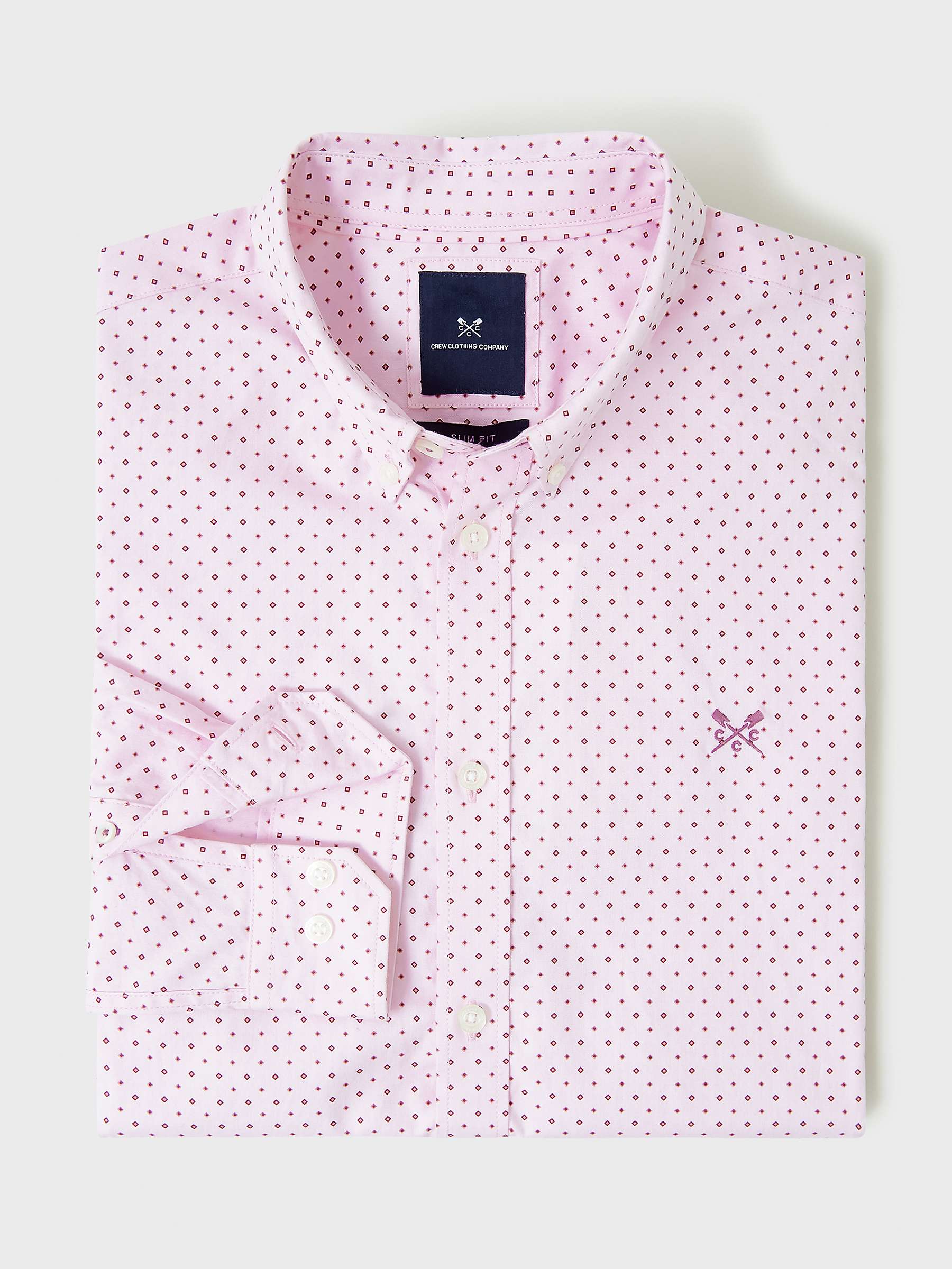 Buy Crew Clothing Stretch Spot Print Cotton Shirt, Pastel Pink Online at johnlewis.com