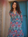 NRBY Genevieve Ikat Print Cotton Blend Midi Dress, Multi