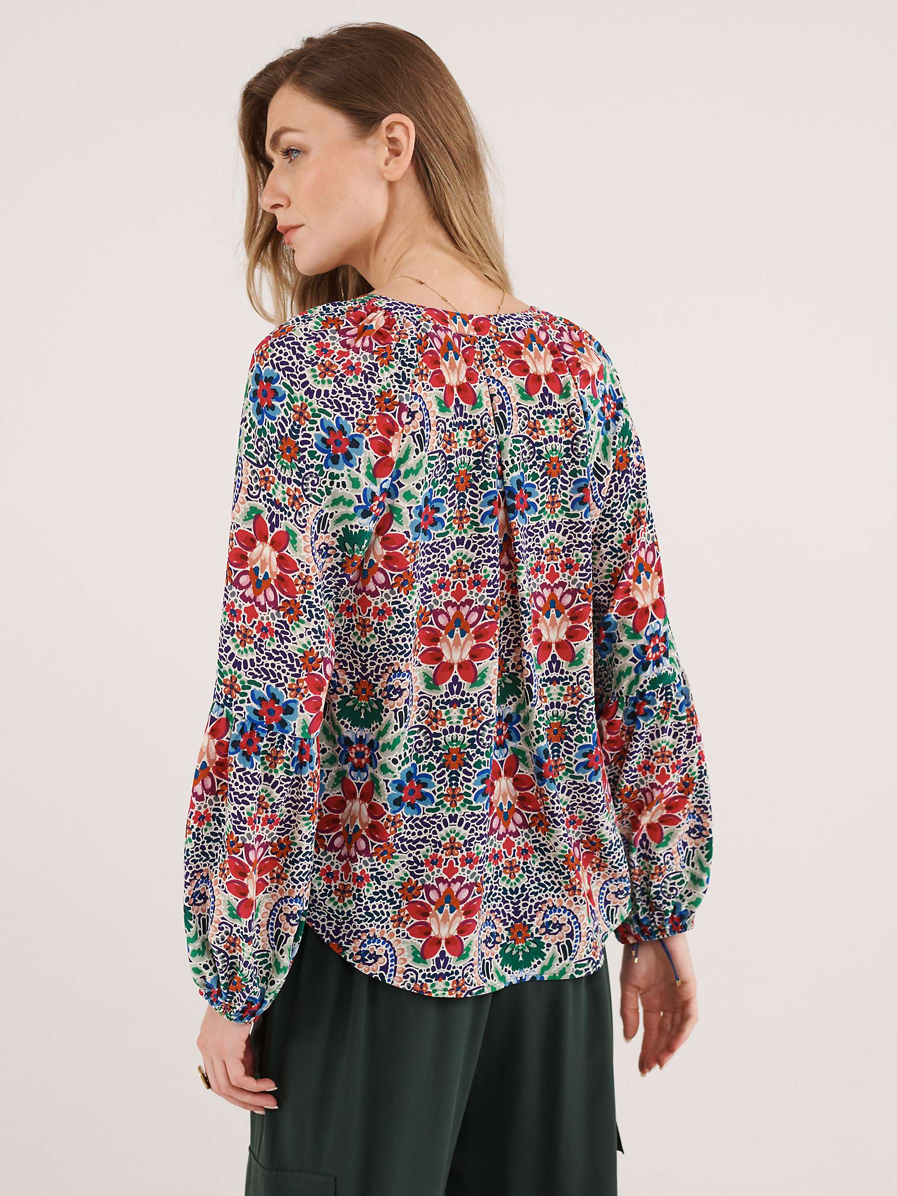 Buy NRBY Ophelia Ikat Print Cotton Blend Blouse, Multi Online at johnlewis.com