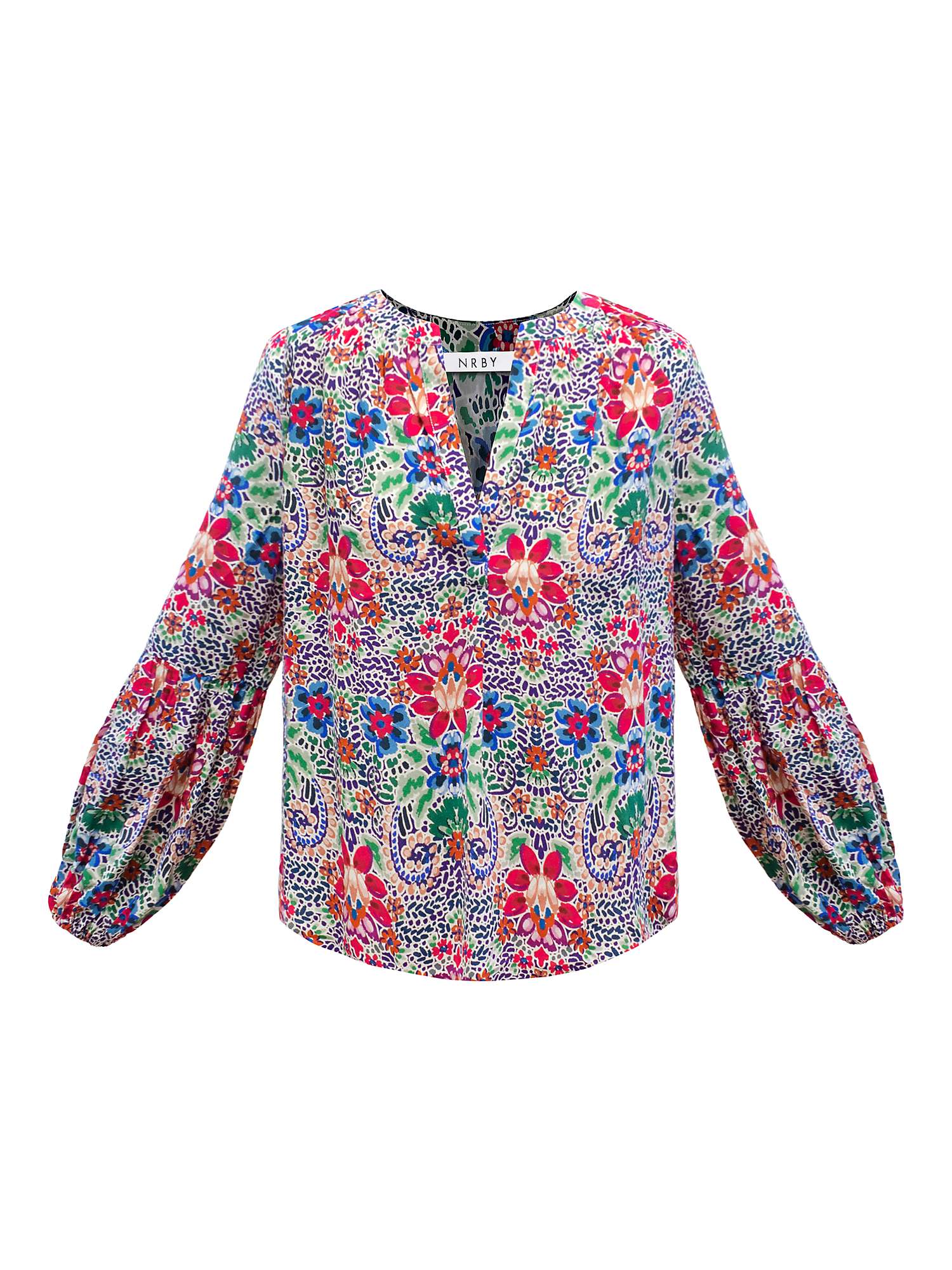 Buy NRBY Ophelia Ikat Print Cotton Blend Blouse, Multi Online at johnlewis.com
