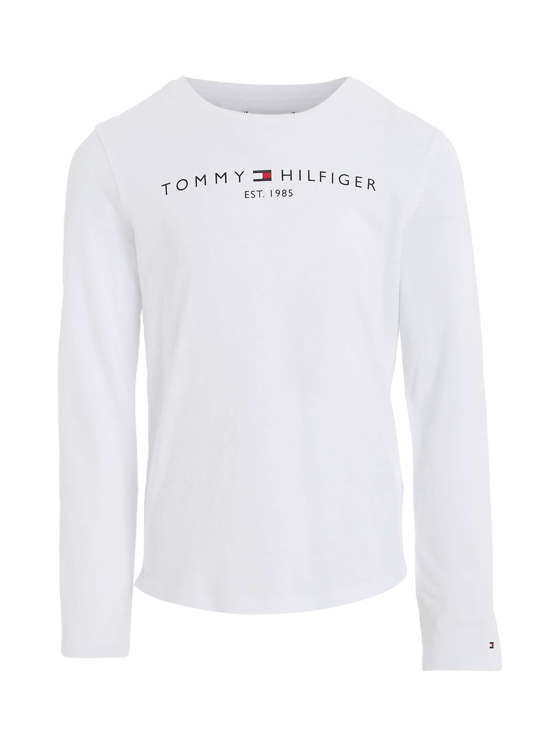 Buy Tommy Hilfiger Logo Embroidered Long Sleeve T-Shirt, White Online at johnlewis.com