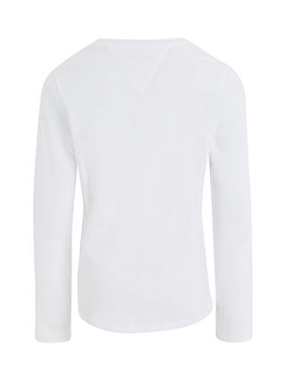 Tommy Hilfiger Logo Embroidered Long Sleeve T-Shirt, White