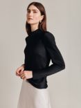 Ghost Mika Satin Turtleneck Top, Black