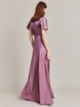 Ghost Delphine Bias Cut Satin Maxi Dress, Purple Gumdrop
