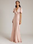 Ghost Delphine Bias Cut Satin Maxi Dress, Boudoir Pink