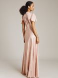 Ghost Delphine Bias Cut Satin Maxi Dress, Boudoir Pink