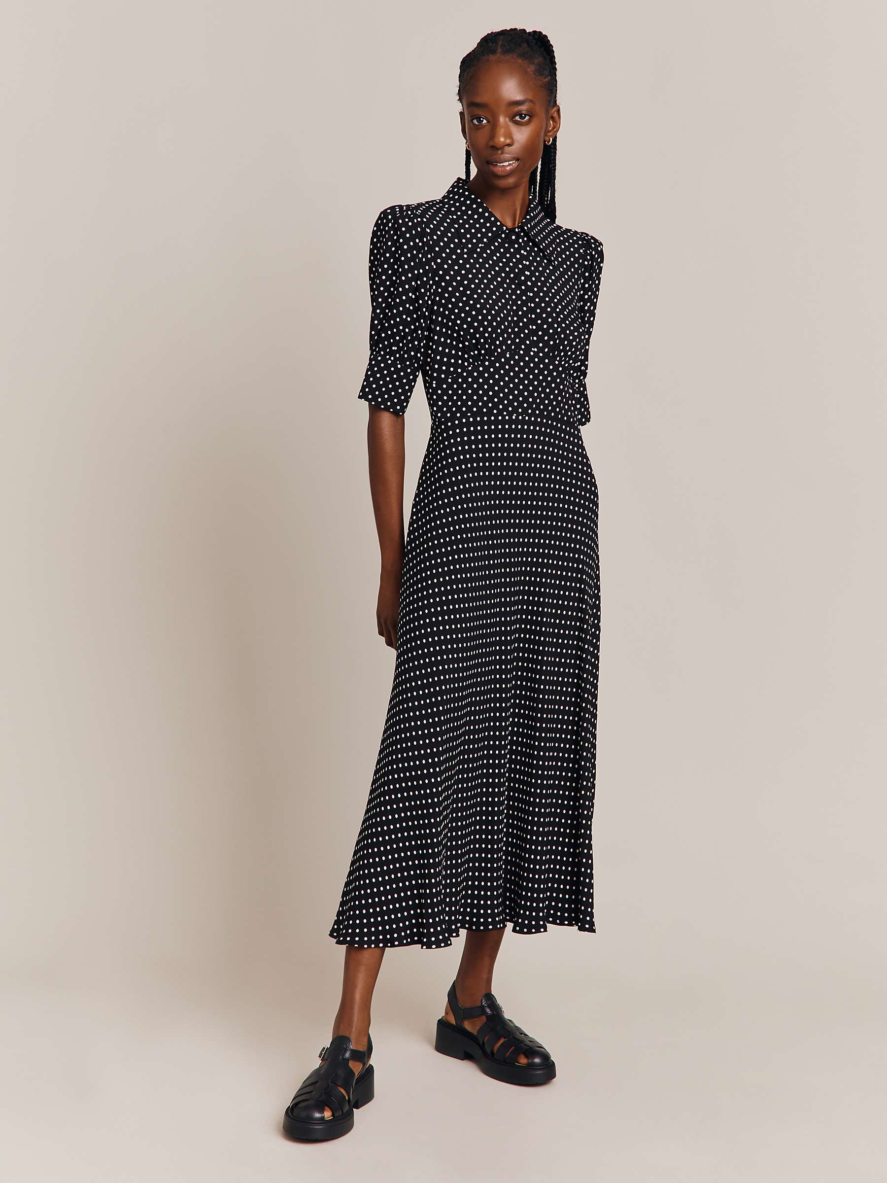 Buy Ghost Wilma Crepe Spot Midi Dress Online at johnlewis.com