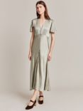 Ghost Grace Satin Swing Midi Dress, Seagrass