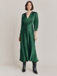 Ghost Madison Satin Maxi Dress, Dark Green