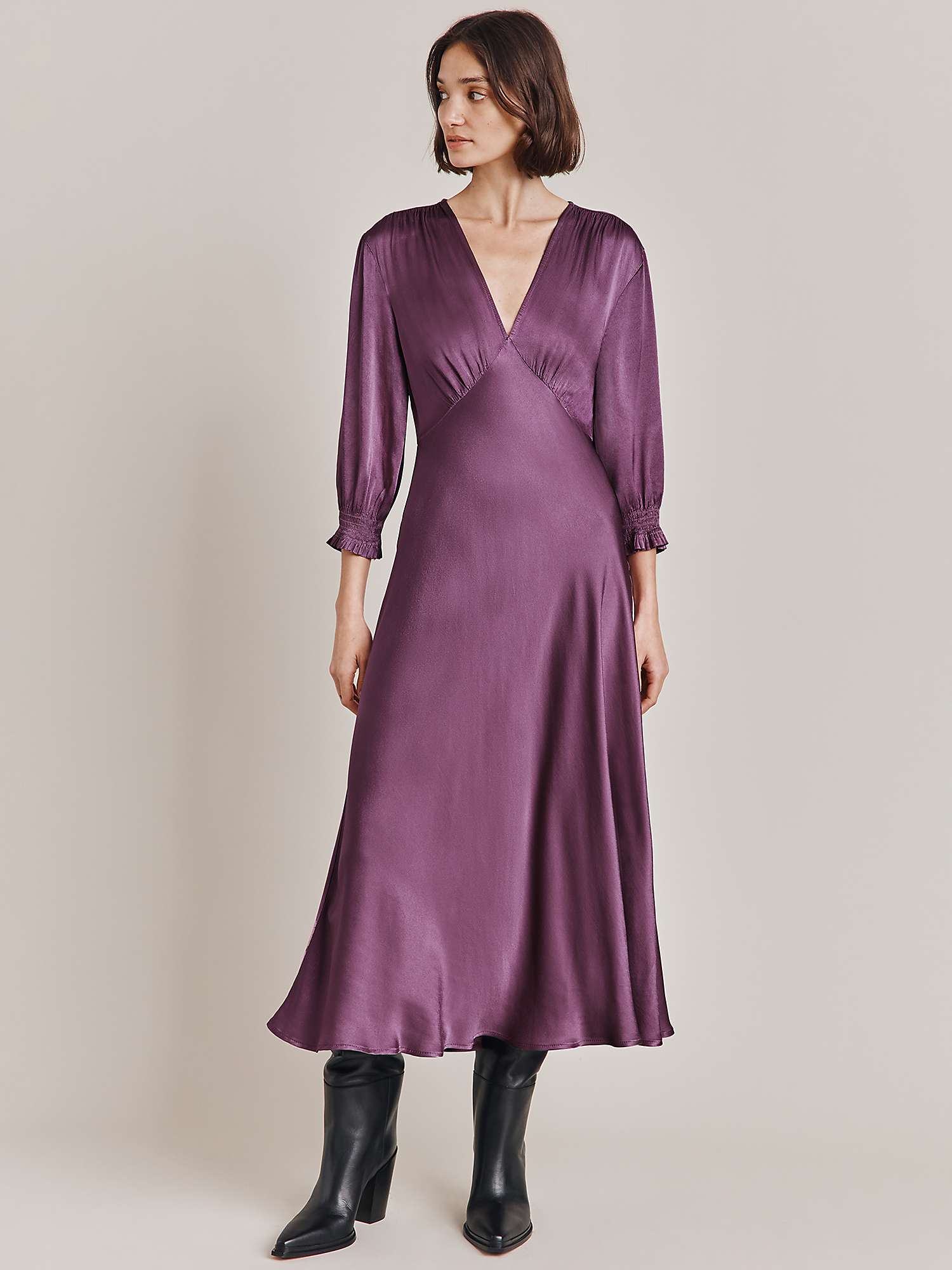 Buy Ghost Elle Satin Midi Dress Online at johnlewis.com