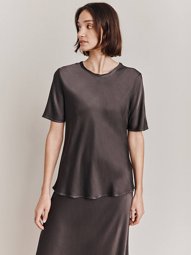 Ghost Ivy Satin Top, Dark Charcoal