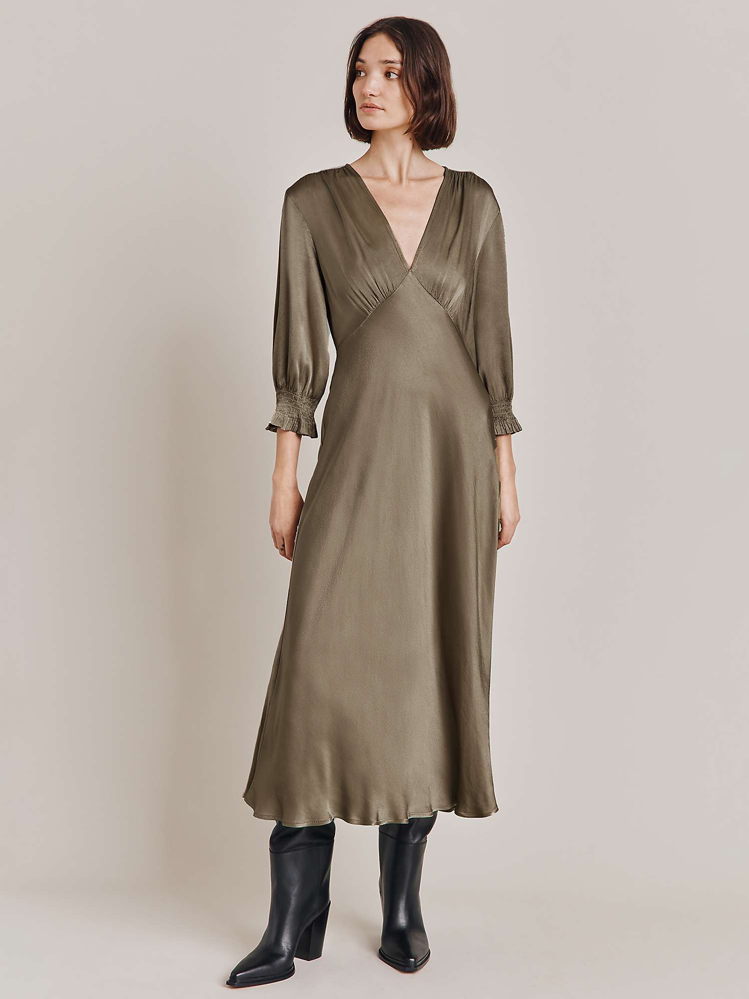 Buy Ghost Elle Satin Midi Dress Online at johnlewis.com