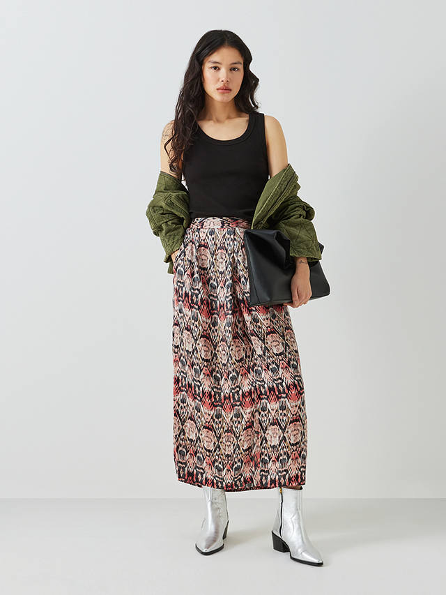 AND/OR Catlin Ikat Midi Skirt, Coral