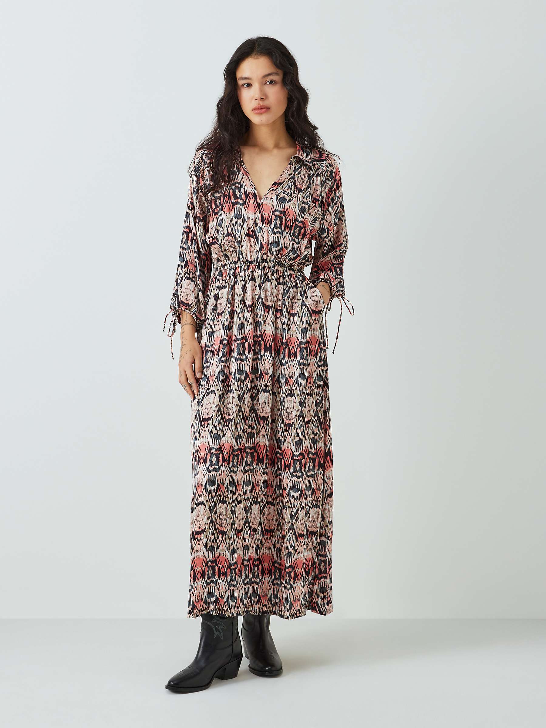 Buy AND/OR Milla Ikat Midi Dress, Coral Online at johnlewis.com