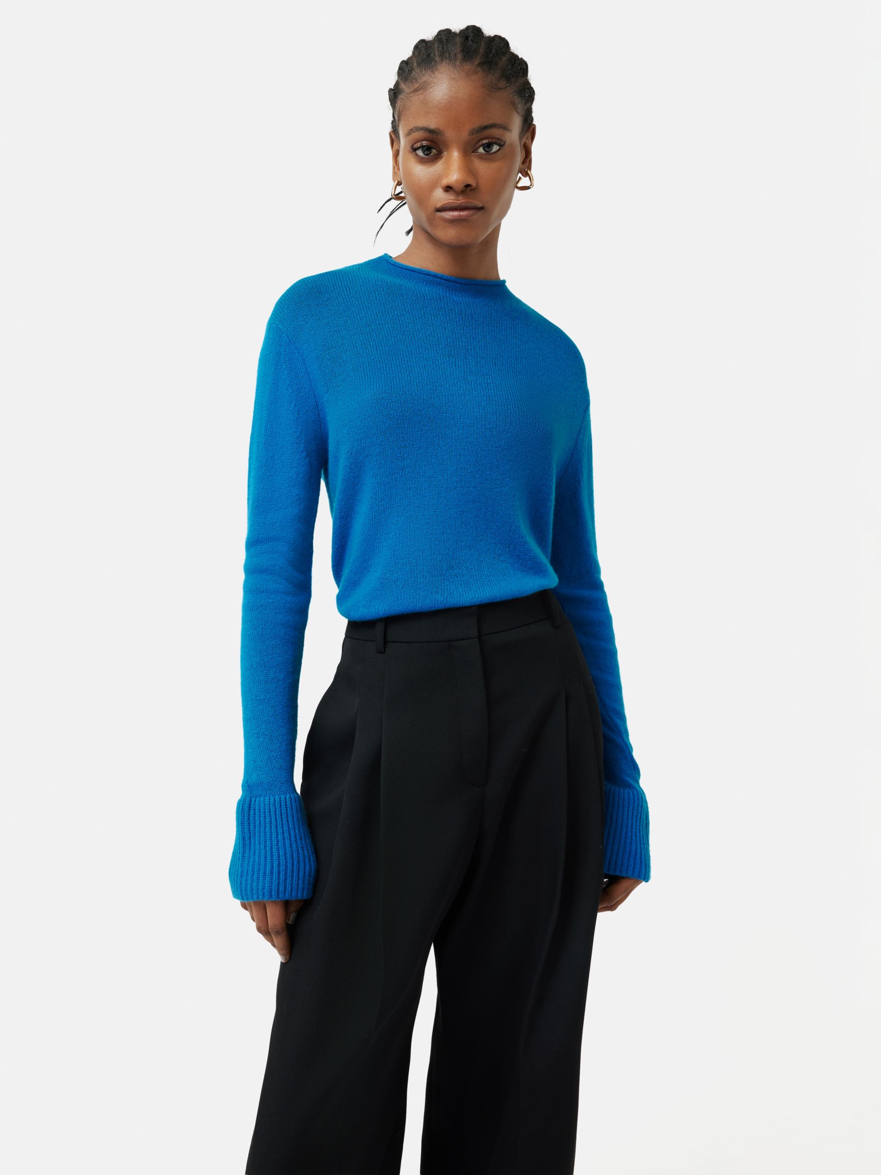 Jigsaw Cloud Cashmere Roll Neck Jumper, Charcoal at John Lewis & Partners