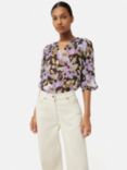 Jigsaw Graphic Pansy Crinkle Top, Lilac/Multi
