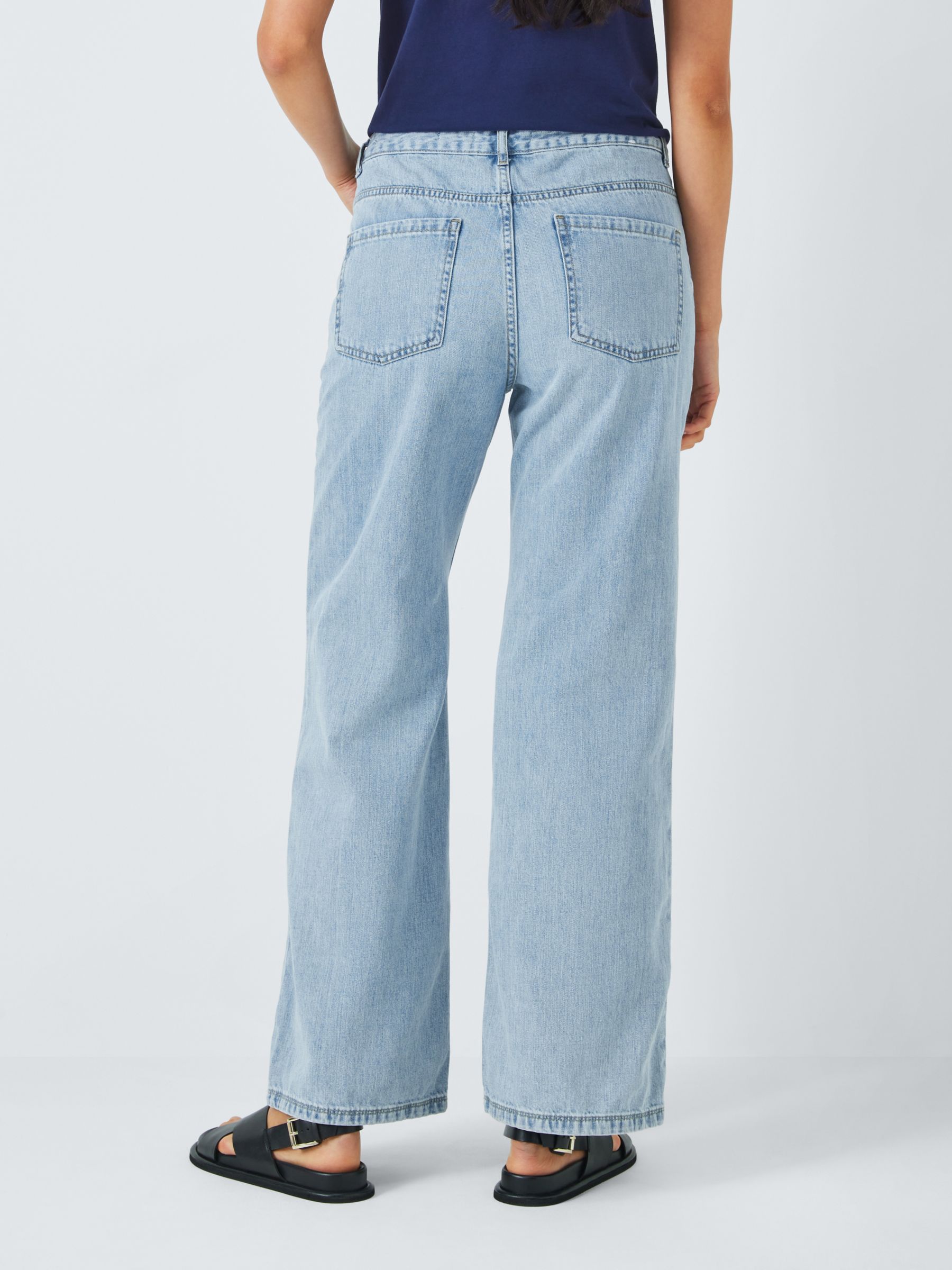 John Lewis ANYDAY Mid Rise Wide Leg Jeans, Light Wash, 6