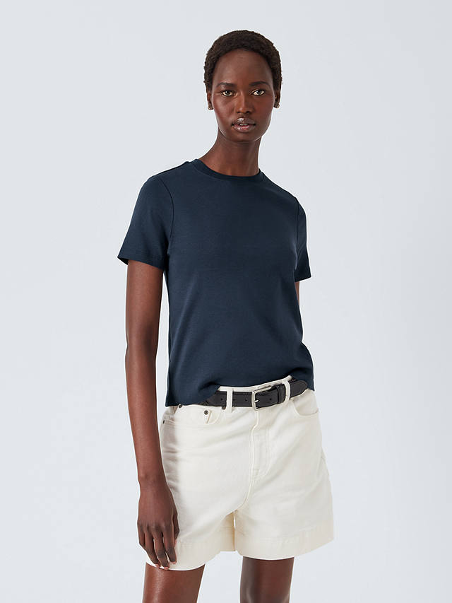 John Lewis Organic Cotton Short Sleeve Crew Neck T-Shirt, Navy
