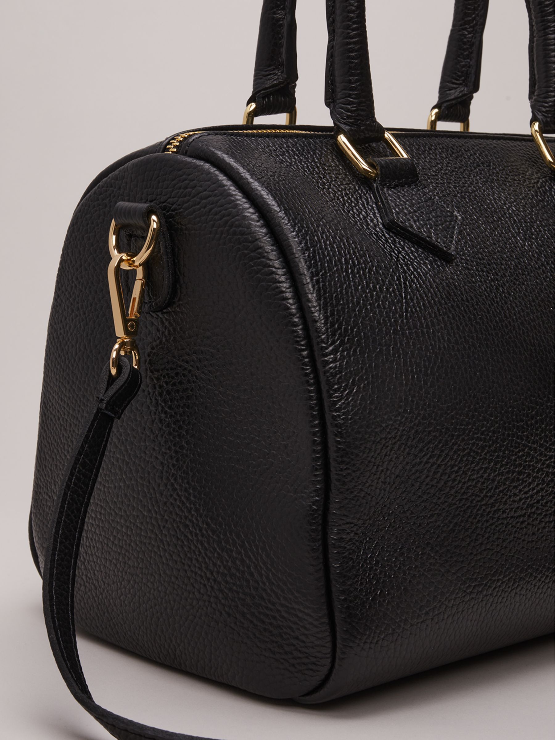 Buy Phase Eight Leather Bowling Bag, Black Online at johnlewis.com