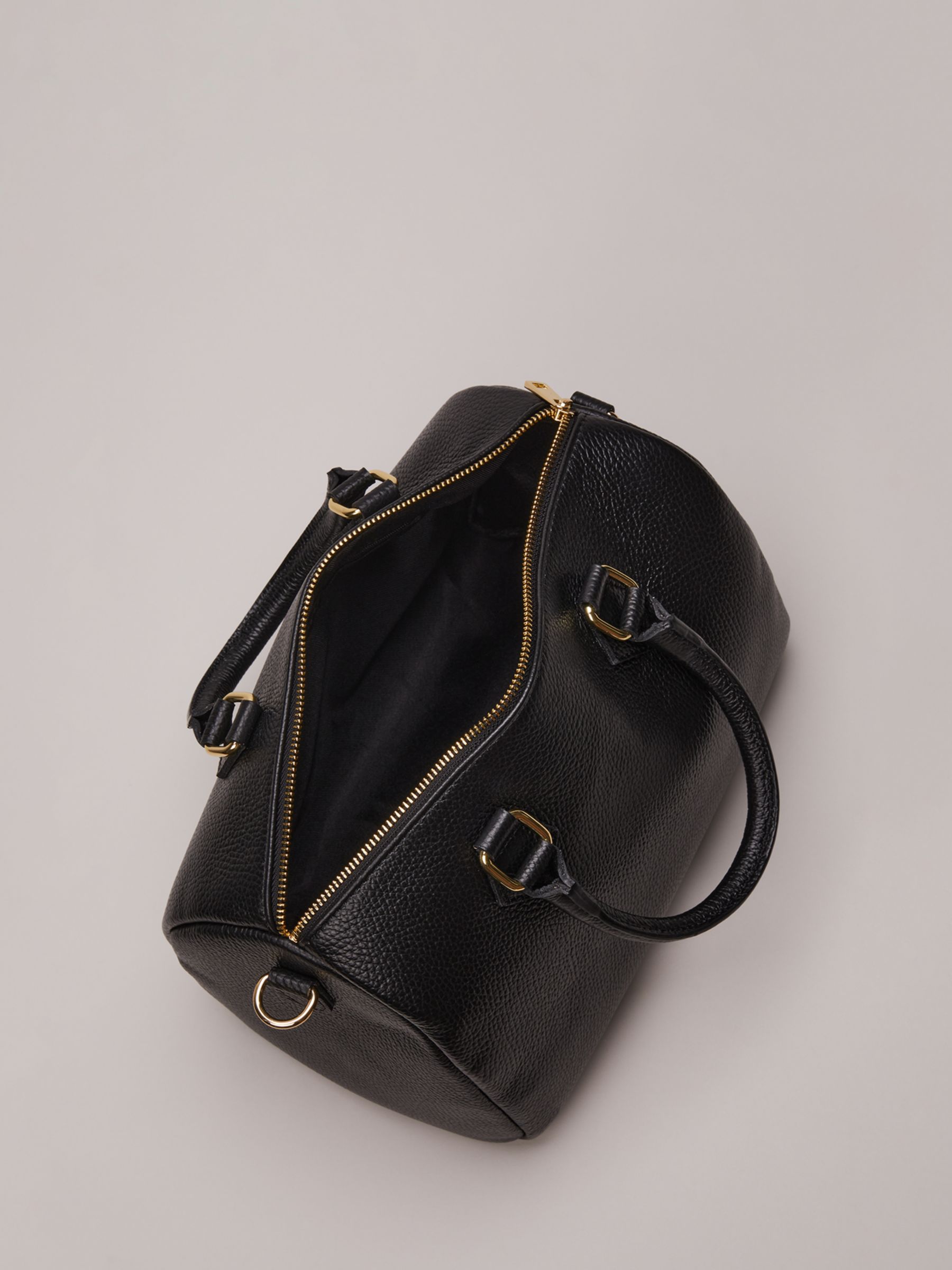 Buy Phase Eight Leather Bowling Bag, Black Online at johnlewis.com