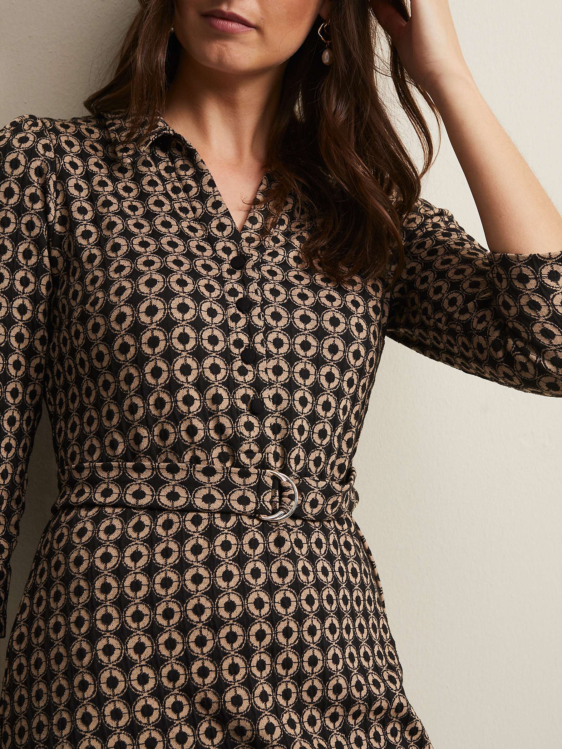 Buy Phase Eight Mila Geometric Print Mini Dress, Black/Camel Online at johnlewis.com