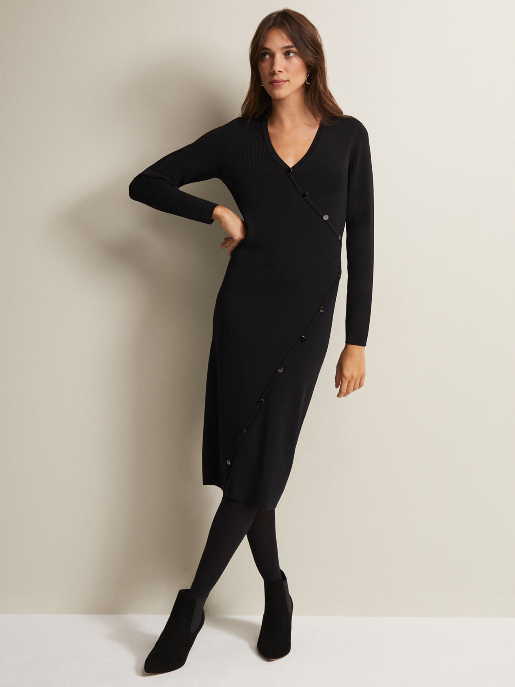 Phase Eight Kellia Knitted Dress, Black at John Lewis & Partners