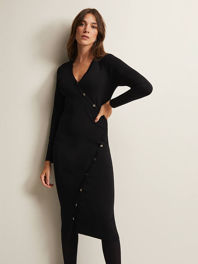 Phase Eight Kellia Knitted Dress, Black, 8