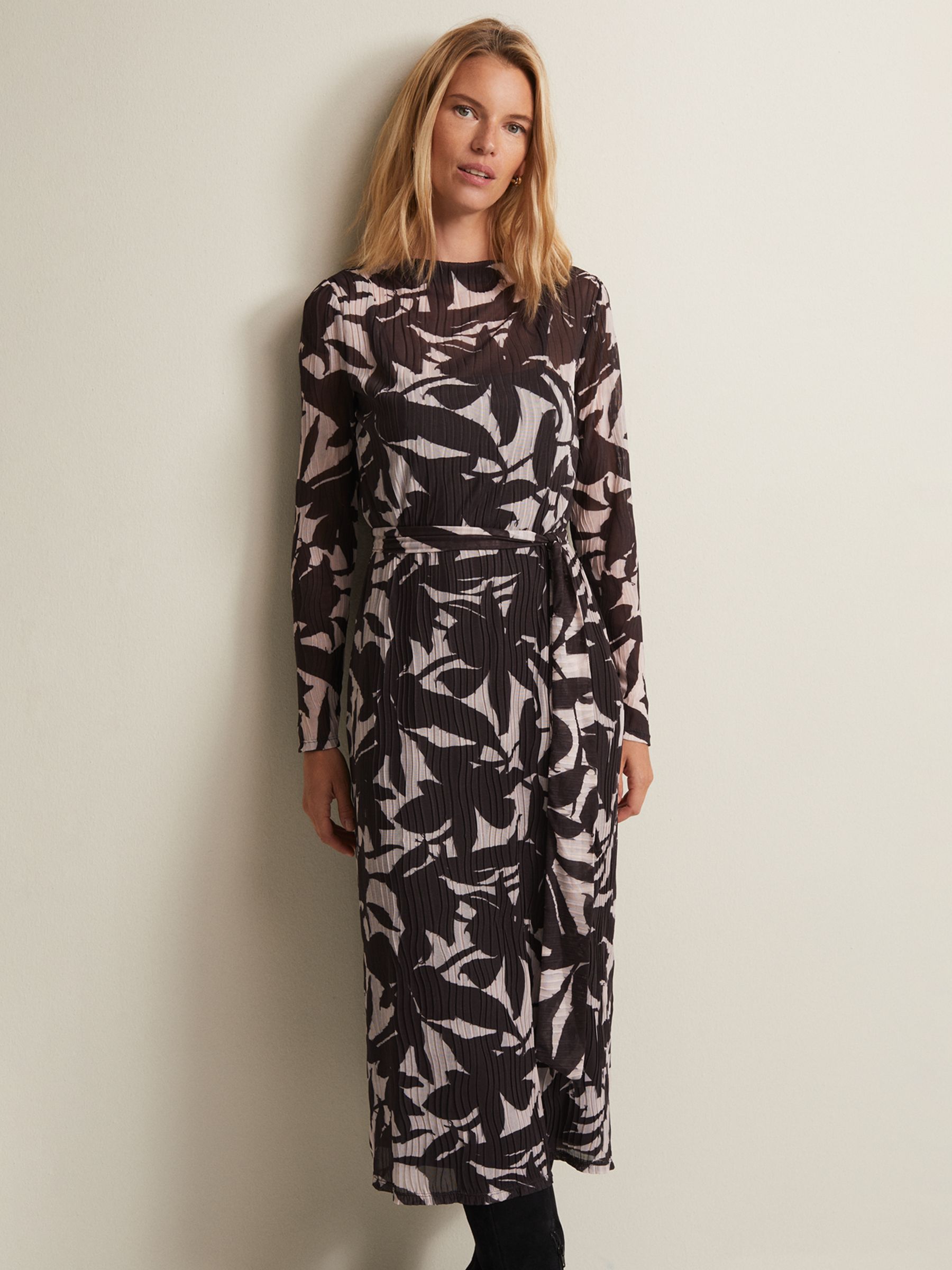 Buy Phase Eight Yvonne Floral Midi Dress, Black/Multi Online at johnlewis.com