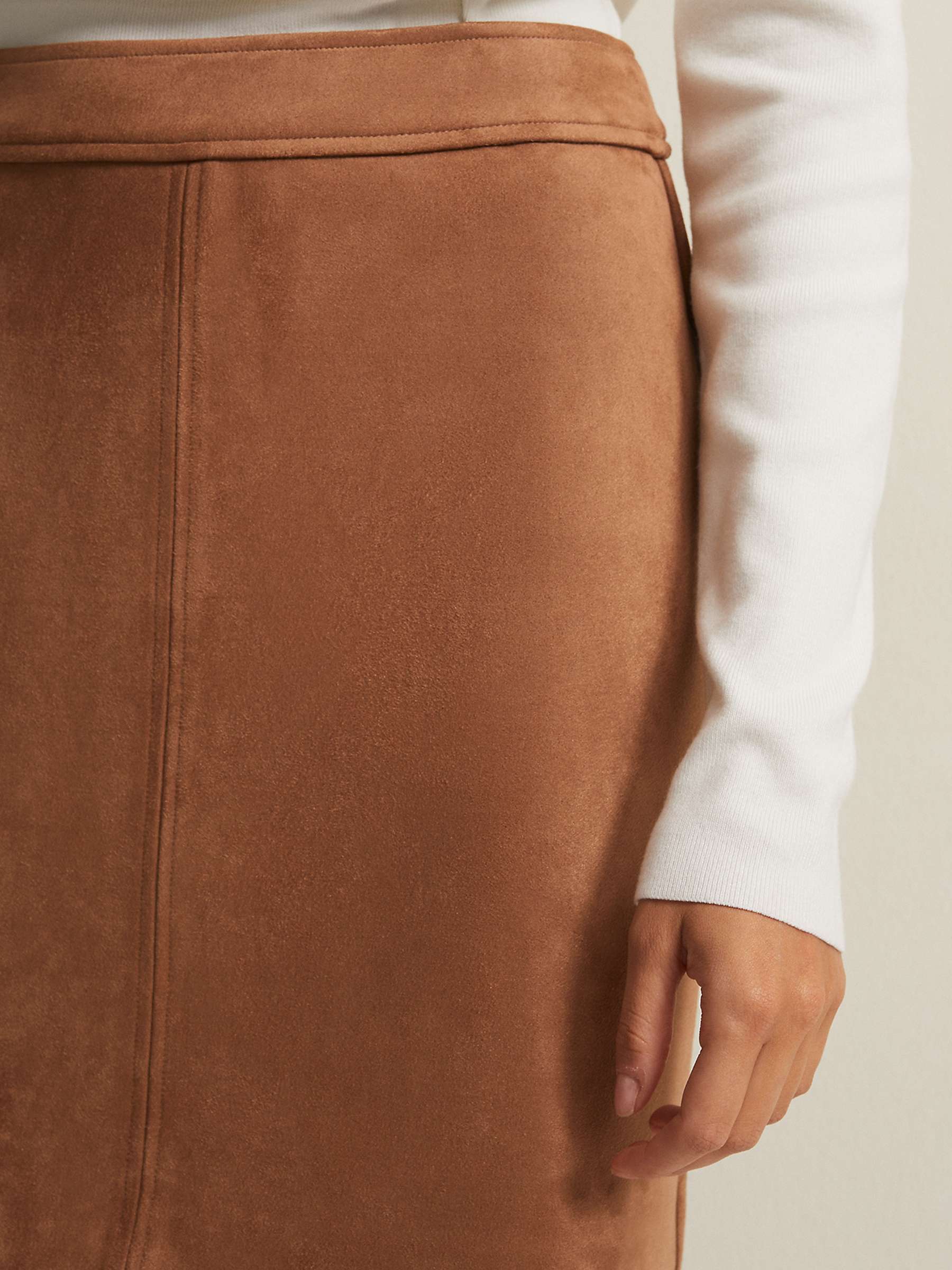 Buy Phase Eight Darya Faux Suede Mini Skirt, Camel Online at johnlewis.com