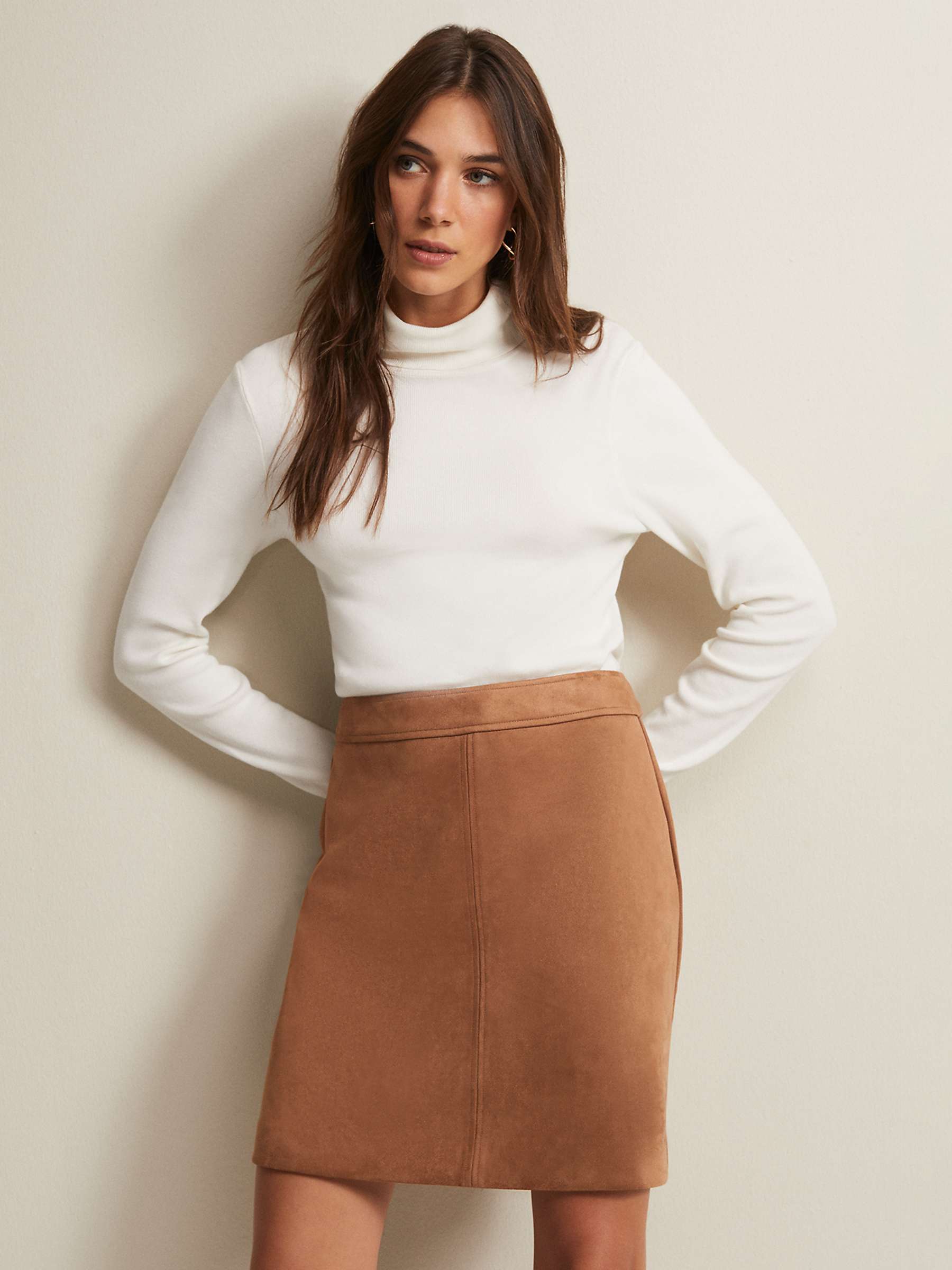 Buy Phase Eight Darya Faux Suede Mini Skirt, Camel Online at johnlewis.com