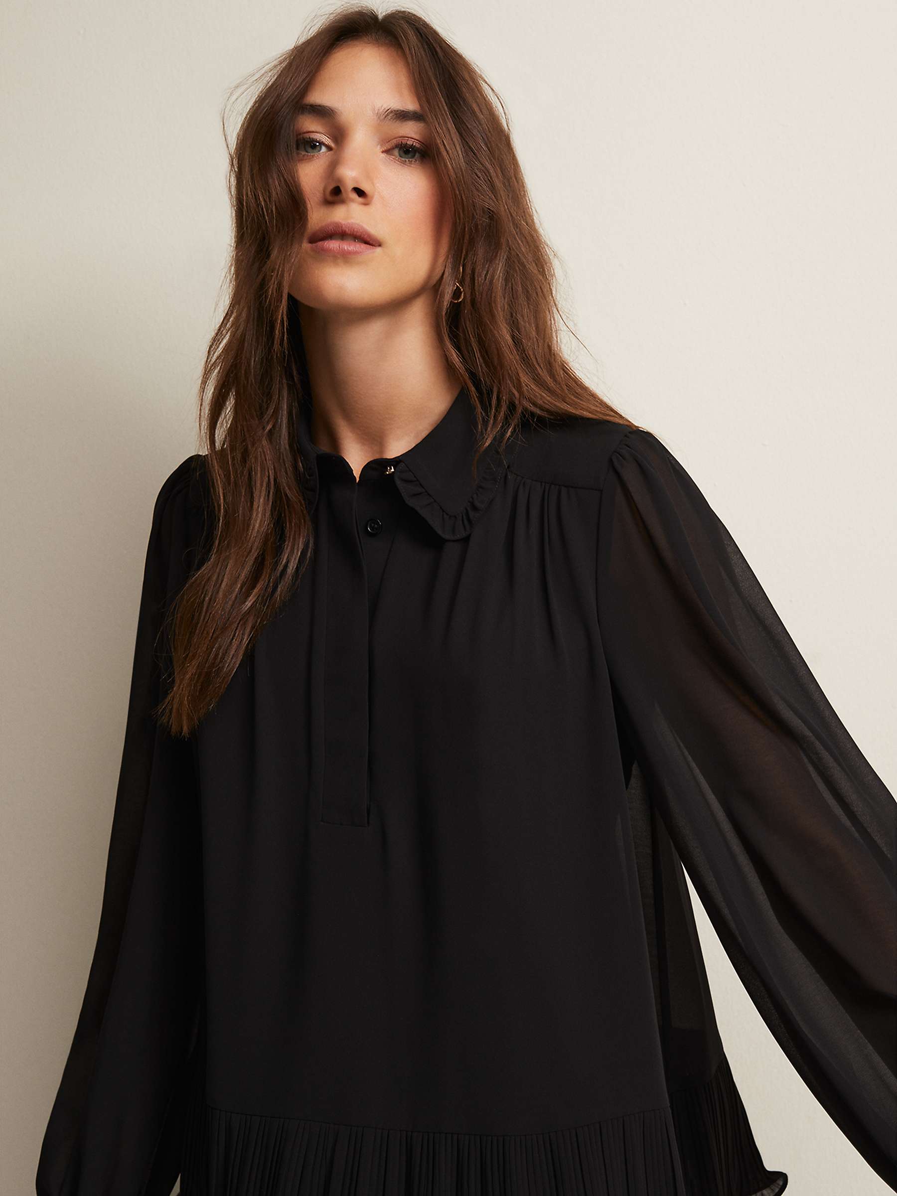 Buy Phase Eight April Ruffle Detail Blouse, Black Online at johnlewis.com