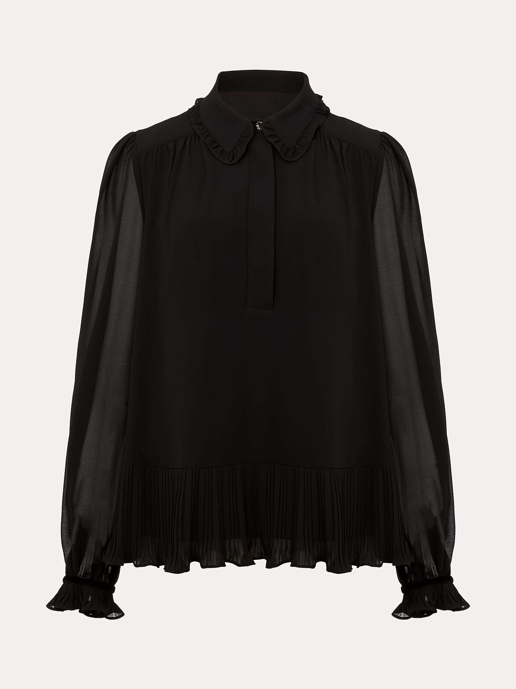 Buy Phase Eight April Ruffle Detail Blouse, Black Online at johnlewis.com