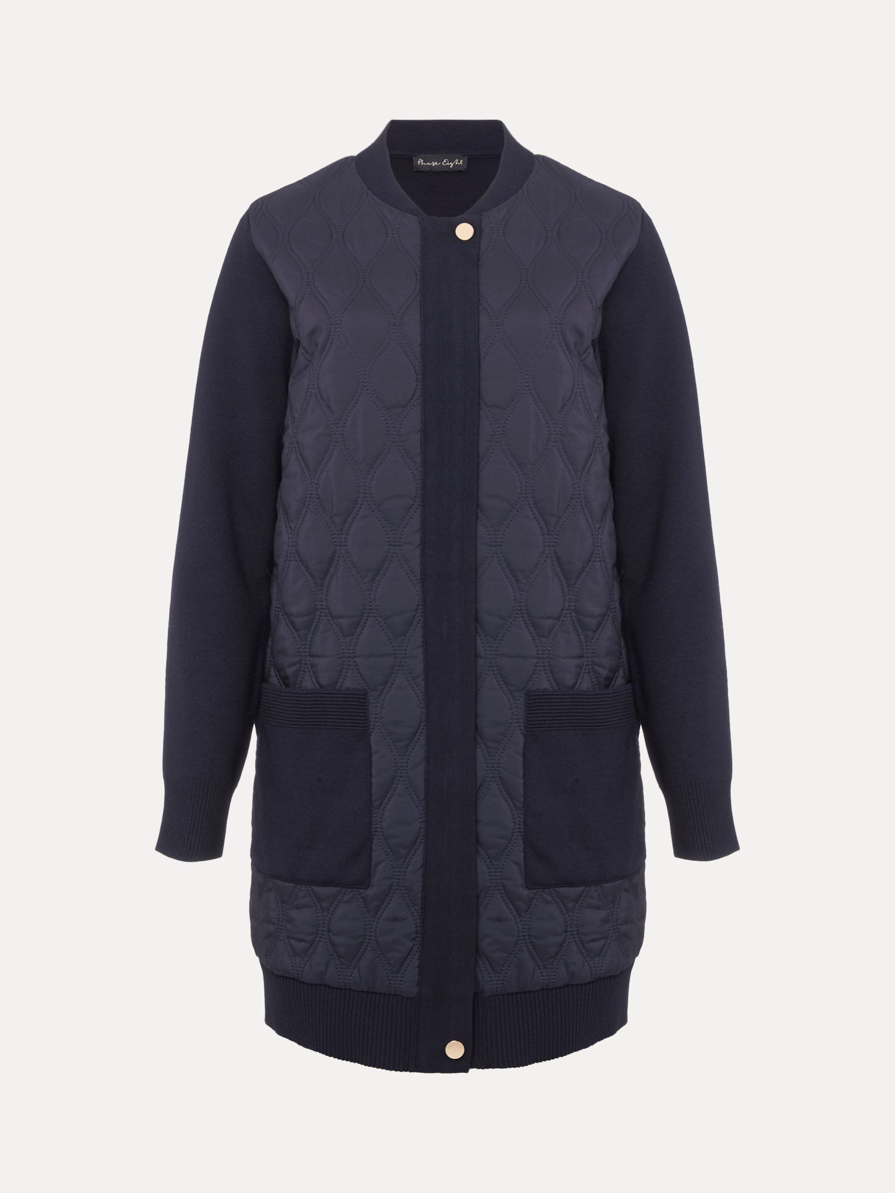 Phase Eight Zadie Quilted Knit Coatigan, Navy, 10