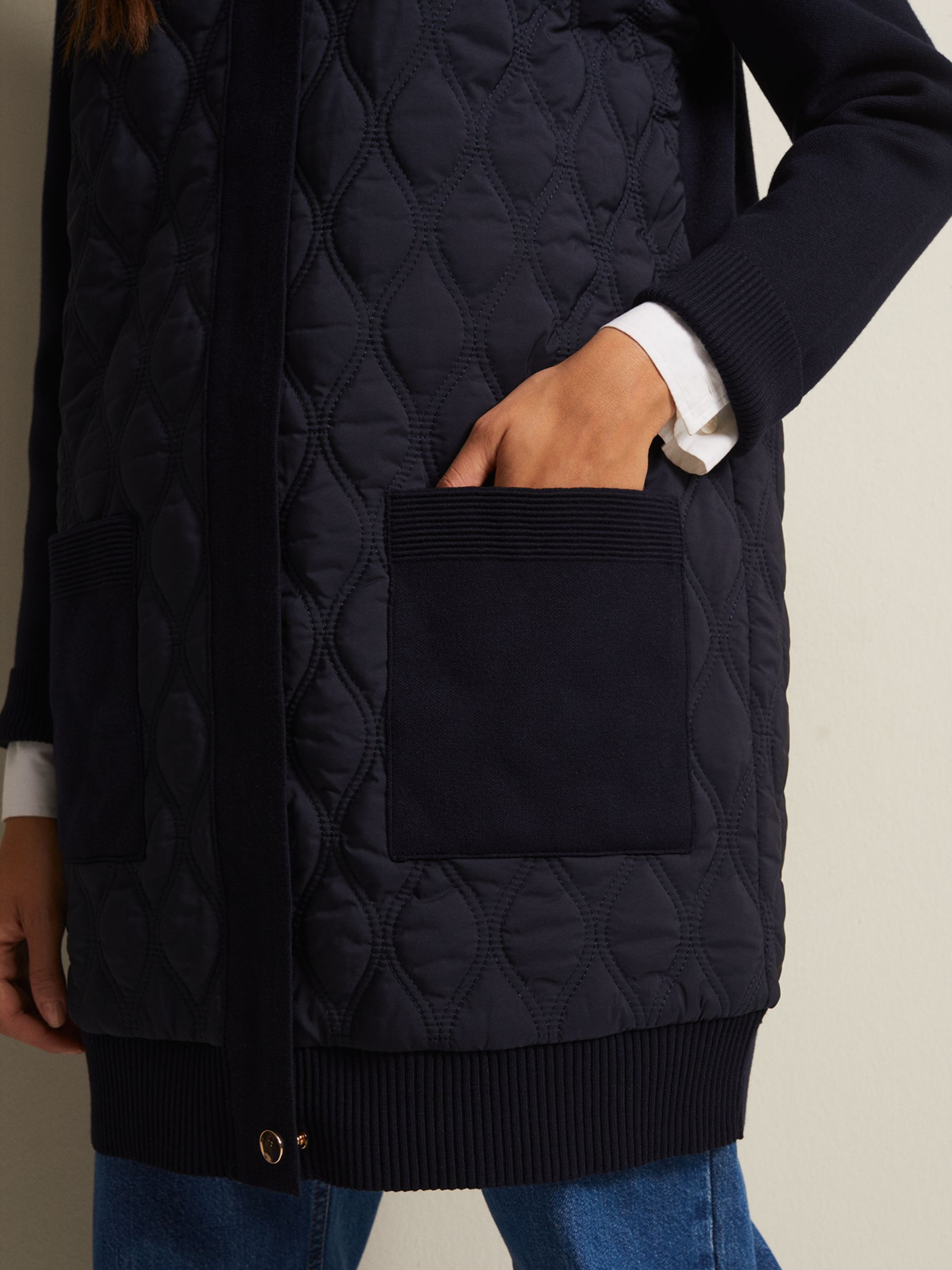 Phase Eight Zadie Quilted Knit Coatigan, Navy, 10