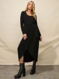 Ro&Zo Scoop Neck Wrap Jersey Dress, Black