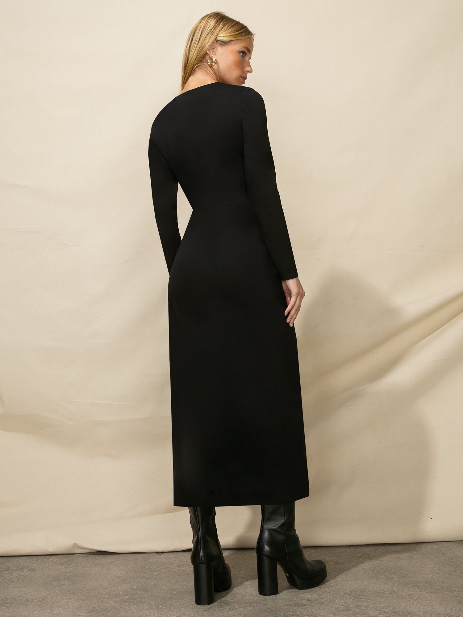 Buy Ro&Zo Scoop Neck Wrap Jersey Dress, Black Online at johnlewis.com